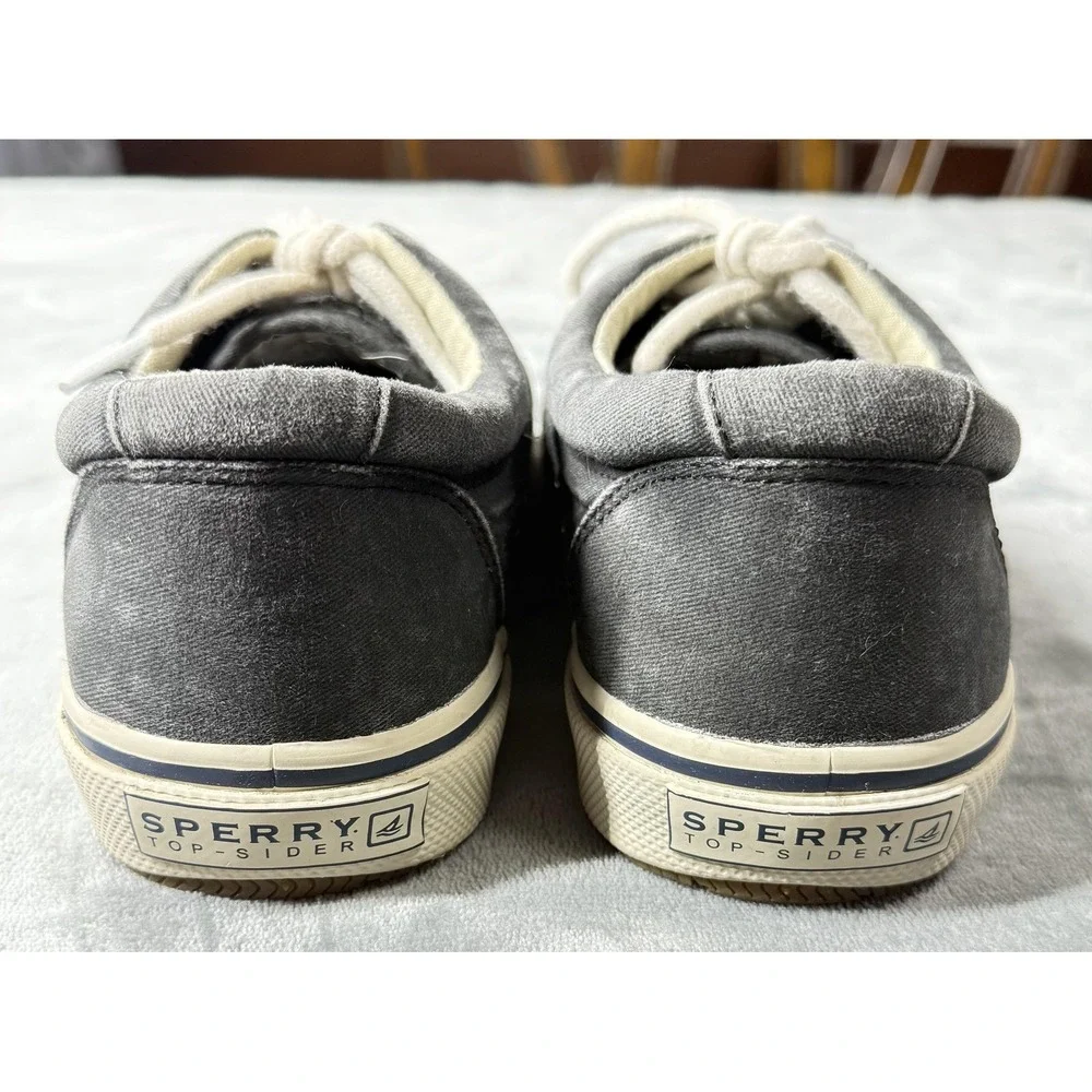 Sperry Top-Sider Shoes Mens‎ Size 8.5 Gray Canvas Lace Up Sneakers Boat Casual